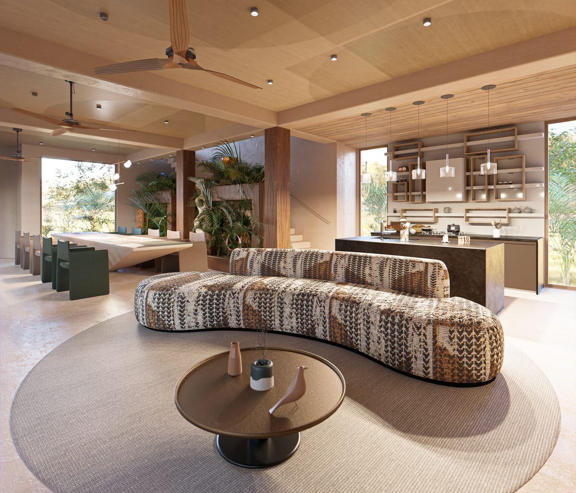 Living, opening to the kitchen